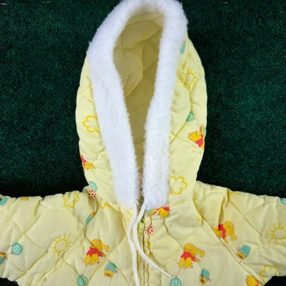 Disney WINNIE THE POOH Full Body Hooded Quilted Baby Snowsuit Size 6-12 Months